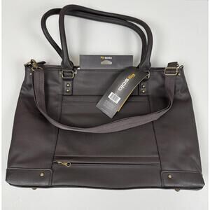 Solo Brown Leather 17” Laptop Purse Bag NWT Messenger Carry Luggage 15” VTAB11-3